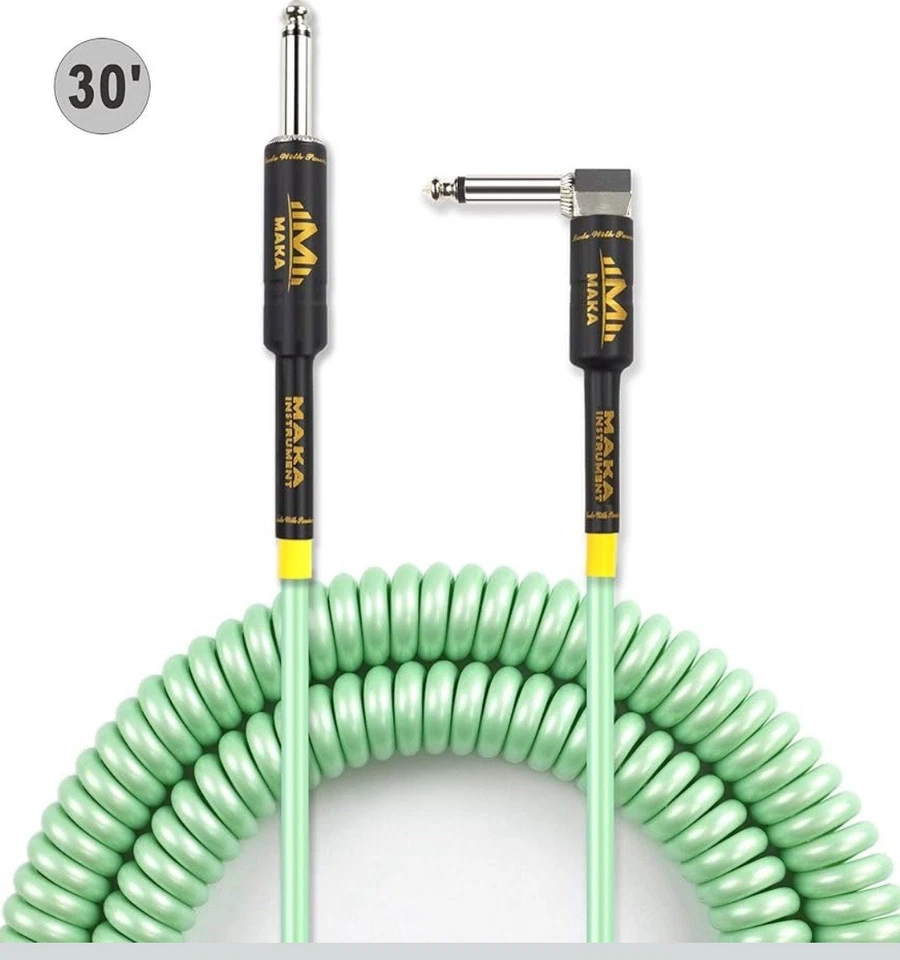 Cable de bobina de guitarra premium de 20 pies, cable rizado enrollado para instrumento para bajo de guitarra, Foto 2 de 4