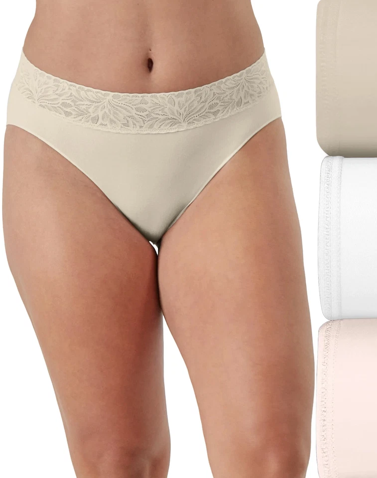 Bali Modern Seamless Lace Trim Hi-Cut Underwear, 3-Pack Women's - Image 2 of 2