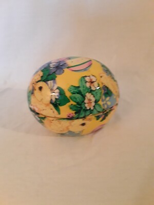 Ceramic Easter Egg Trinket Box Inside Is Lined And Padded 5.25 In Long 