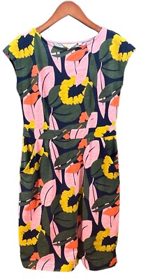 Boden Blue Florrie Jersey Dress 100% Cotton Floral Sz 12 Bold Colors Pink  Green | eBay