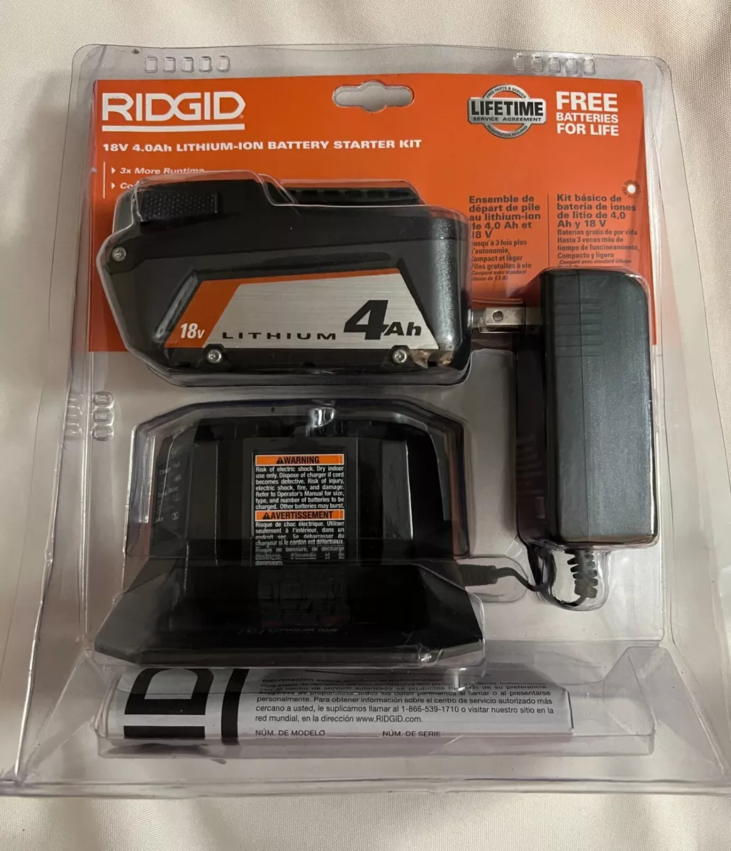 RIDGID 18V Lithium Ion 4.0 Ah Battery and Charger Starter Kit