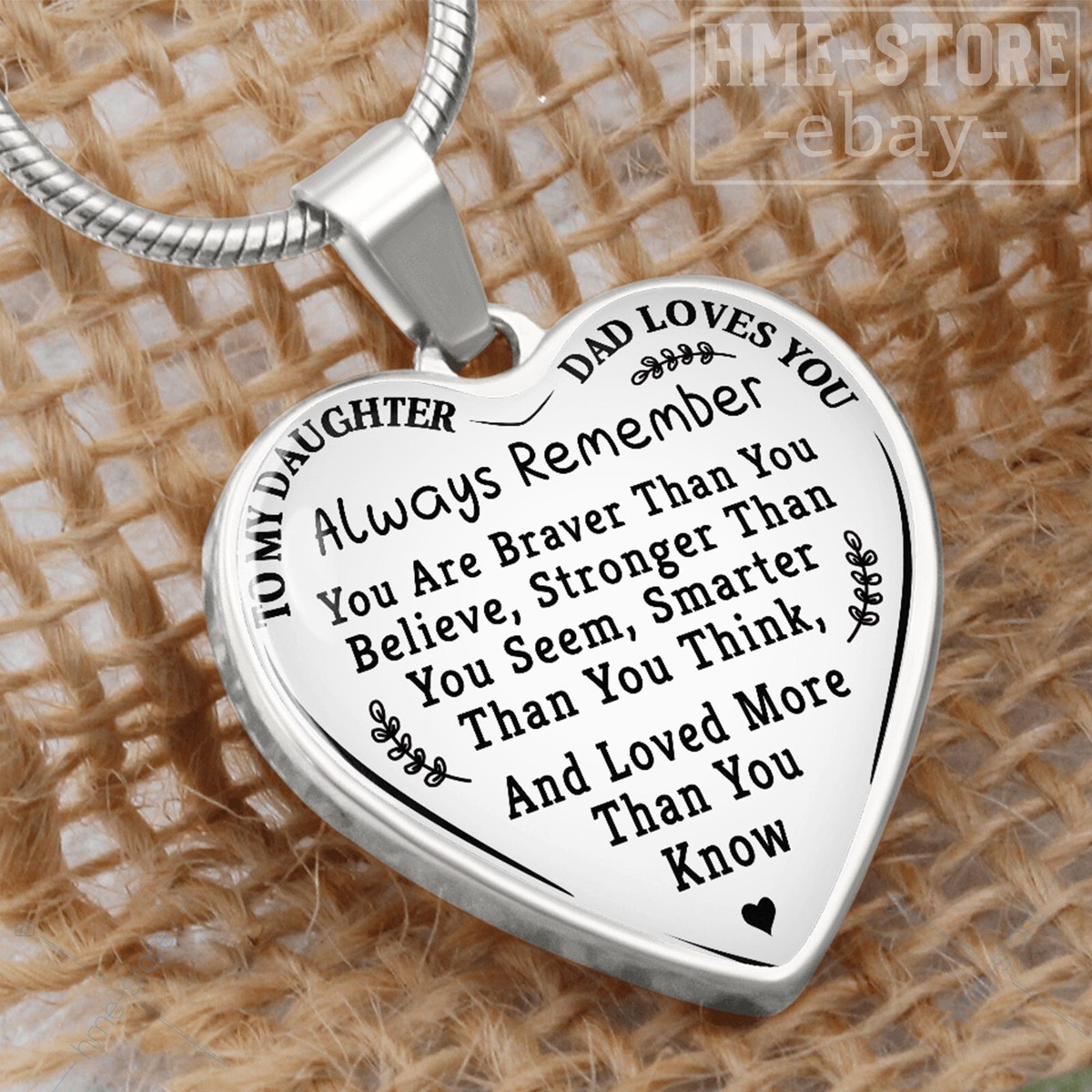 For Daughter Necklace Love Dad Heart Pendant Inspirational Gifts