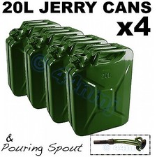 4 BRAND NEW Army Issue JERRY CANS 20lt x 4 + FREE SPOUT