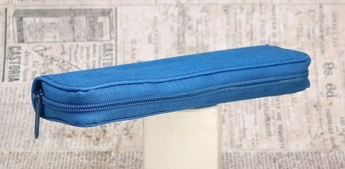 Étui pour 2 Instruments D'Ecriture En Bleu - Stylo-Plume Étui Trousse - Afbeelding 2 van 2
