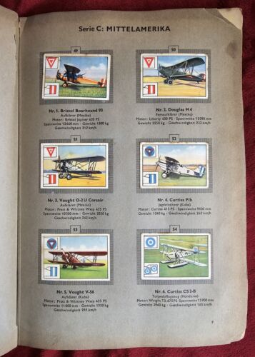Vtg CIGARETTE CARD ALBUM/ BOOK In German Complete 216 Cards World Aircraft 1932 - Picture 8 of 17