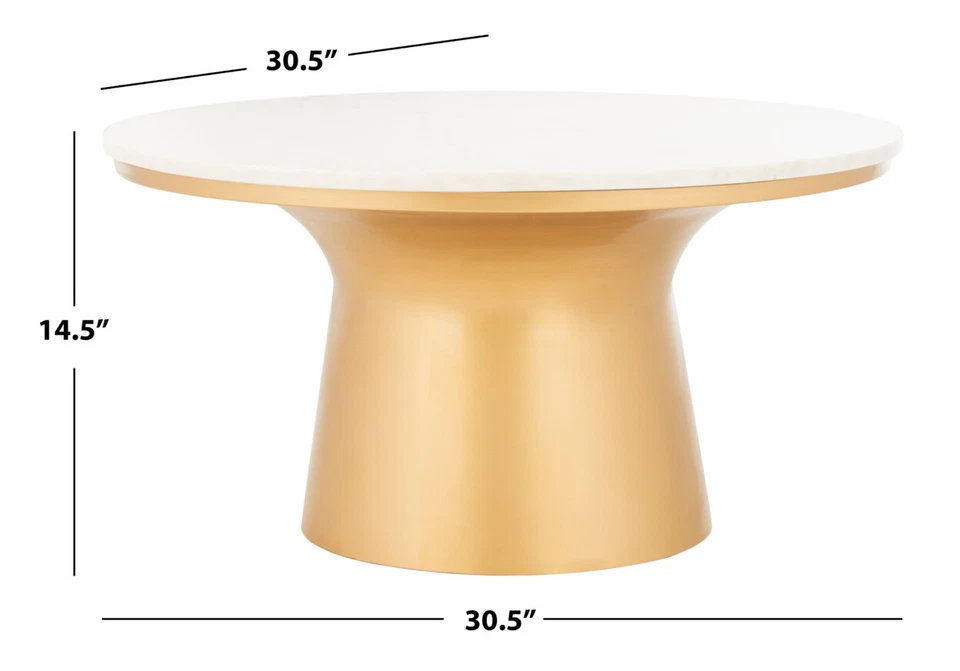 Mesa de centro con pedestal SAFAVIEH Mila | Blanco/Latón | Foto 4 de 4