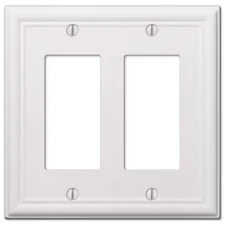 Ascher 2 Gang Rocker Steel Wall Plate Stamped Steel Electrical Box White
