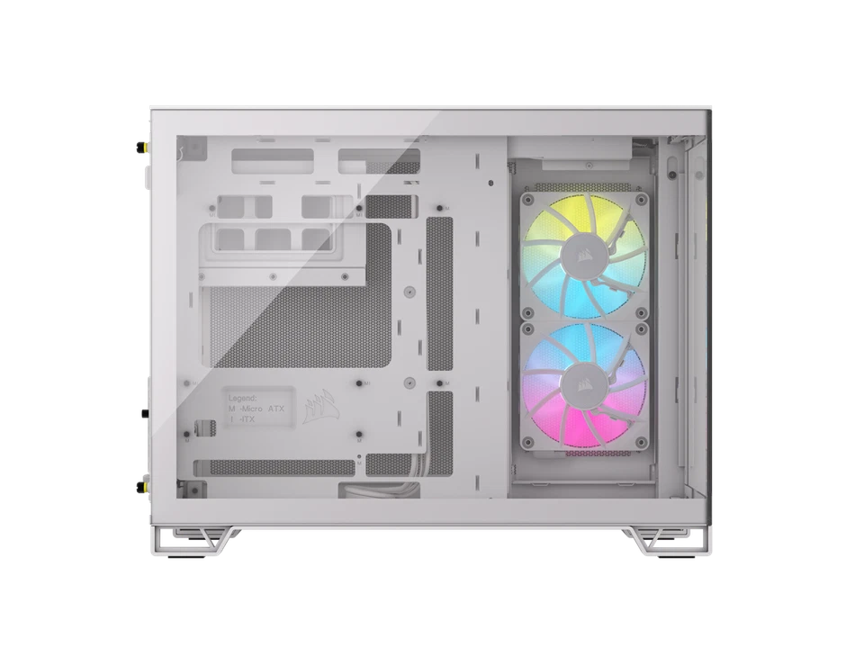 CORSAIR iCUE LINK 2500X RGB Micro ATX Dual Chamber PC Case – White – Two Tempere - Image 3 of 4