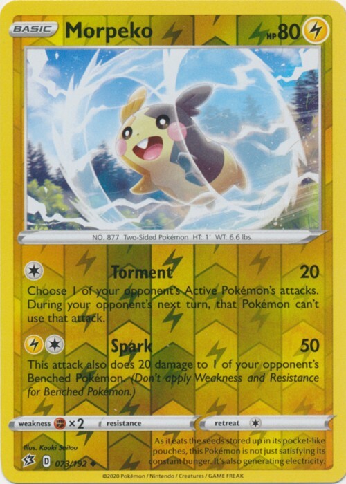 Reverse Holo Morpeko 073/192 Uncommon  Rebel Clash Pokemon TCG