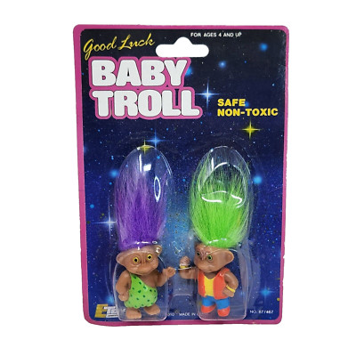 VINTAGE E TOYS GOOD LUCK BABY TROLL SAFE NON-TOXIC NEW SEALED IN PACKAGE TROLLS