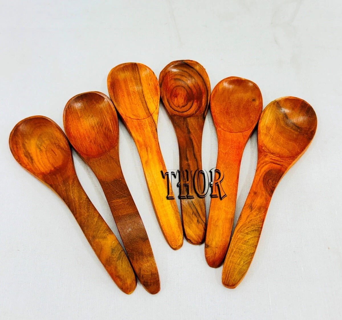 6 PCS Wooden Spoons for Eating, 5 inch Small Wooden Spoons,Wooden Table Spoons