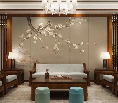 3D Brown Flower Branch ZHUA412 Wallpaper Wall Murals Removable Self-adhesive Ann