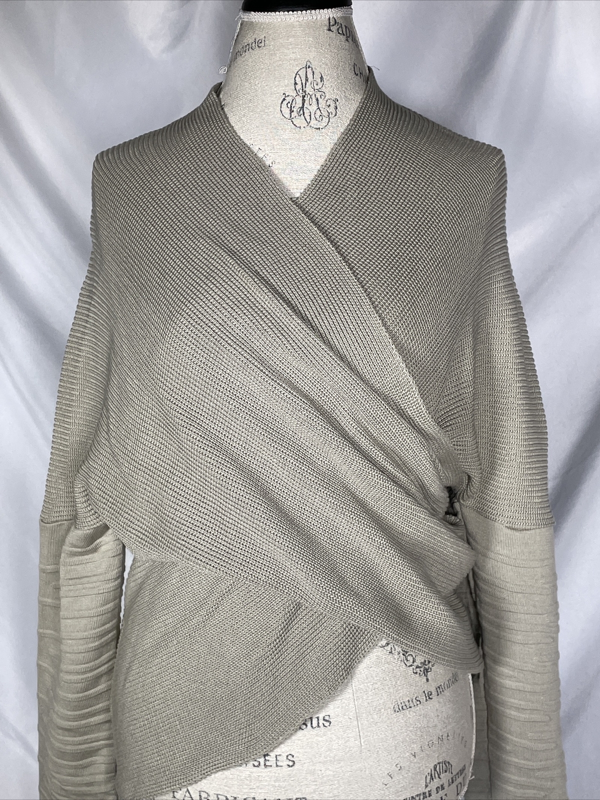 Jakku Beige Knitted Wrap Sweater 