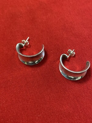 Sterling Silver .925 Hoop Earrings Signed MWS Mark Washerman Samara 