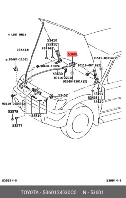 OE Hebel Baugruppe, Motorhaubenschloss Steuerung, 5360124030C0 für TOYOTA 53601-24030-C0
