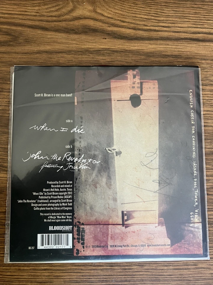 Scott H. Biram When I Die 7" 45 rpm Bloodshot Red Vinyl New Foto 2 de 3