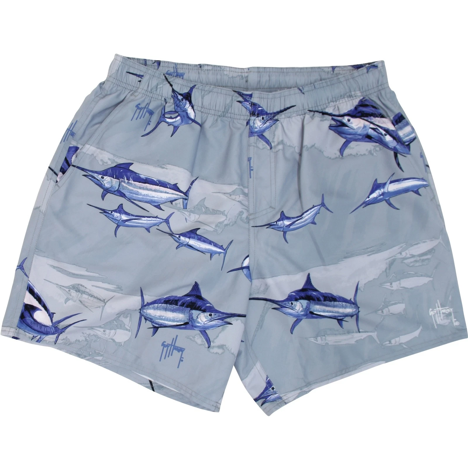 Guy Harvey Armada Volley Swim Trunks Fish Beach Shorts.Pick Size.Silver.MSRP $40