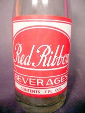vintage SODA BOTTLE- RED RIBBON of NATRONA, PA  -  7 OZ ACL POP BOTTLE