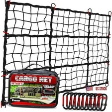 4'x6' Cargo Net for Pickup Truck Bed Stretch to 8'x12' Heavy-Duty 10mm Bed Net