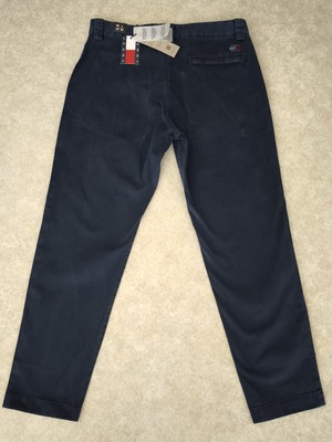 Tommy Jeans Mens W33 L32 Blue Chino Trousers Straight Fit NWT 
