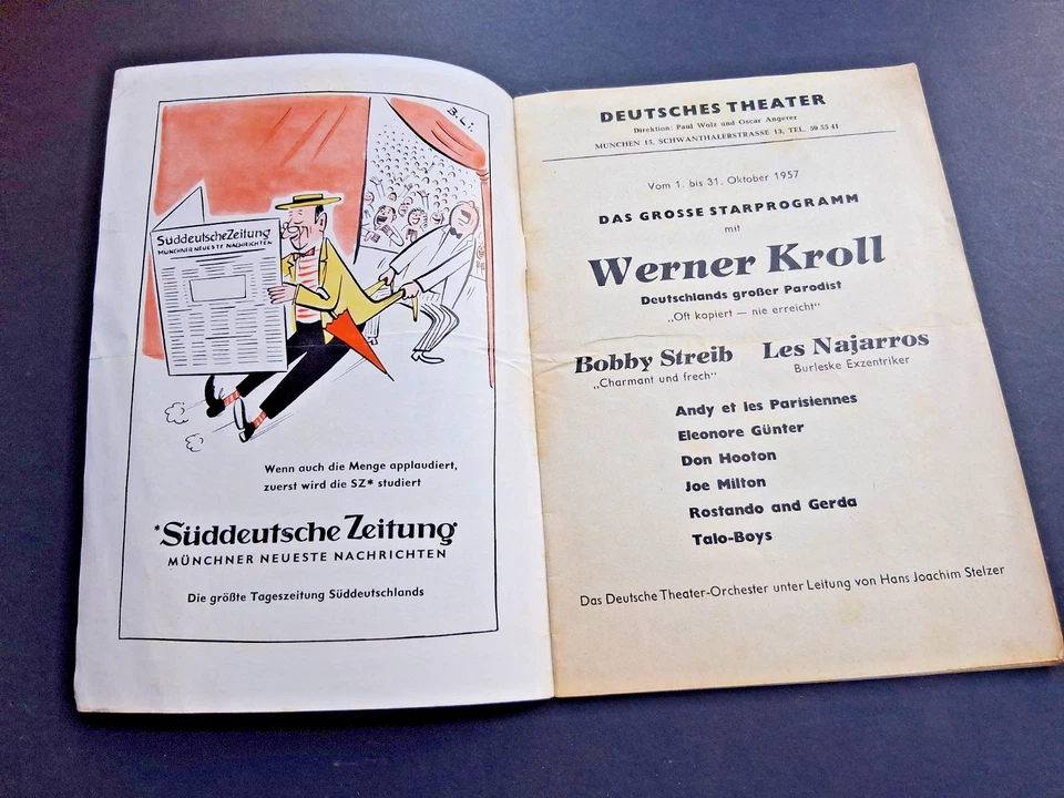 1957 okt. MÜNCHEN programm VARIETÉ DEUTSCHES THEATER Werner Kroll - Bild 2 von 4