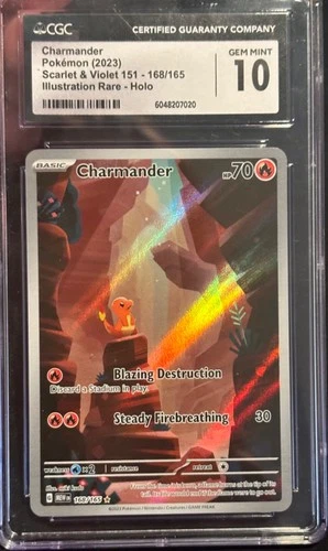Pokemon Charmander 168/165 Holo ENGLISH Scarlet Violet 151 - CGC 10