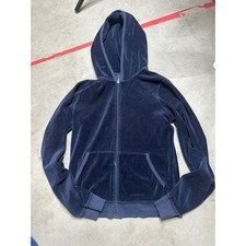 Juicy Couture Navy Blue Velour Zip Up Hoodie Y2K Loungewear Sweatshirt
