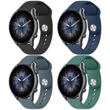 Amzpas Silicone Band for Amazfit GTR - 22mm 4 Pack Soft Quick-Release Replace...