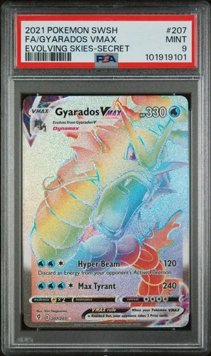 PSA 9 Gyarados VMAX Rainbow Hyper Rare Pokemon Evolving Skies SR English