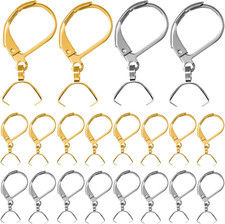 40Pcs Stainless Steel French Earring Hooks Leverback Ear Wires Hypoallergenic Pe