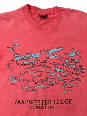 Vintage Gunflint Trail T Shirt Size XS Map 90 s Minnesota Nor  Wester Lodge