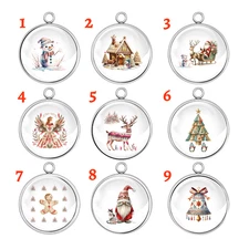 Whimsical Christmas Holiday Glass Cabochon Charms