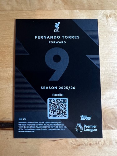 2025 Topps Premier League Black Edge Fernando Torres Gold /50 - Picture 2 of 2