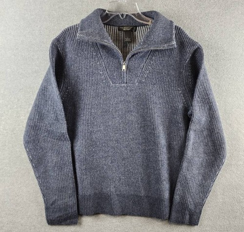 The Men's Store at Bloomingdale's Merino Wool Quarter Zip Sweater L Deep Blue