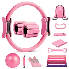Pilates Ring Set 15 PCS, Home Pilates Essentials Kit for Women, 12”Pilates Ri...