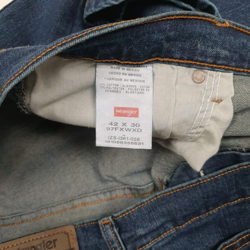 Jeans casual WRANGLER regular fit blu denim pantaloni uomo W42 L30 - Foto 3 di 5
