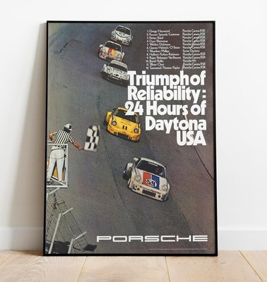 Porsche Race 1975 Poster Vintage USA Racing Wall Art   Classic Motorsport Print