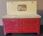 VINTAGE 1930's MARX LITTLE ORPHAN ANNIE TIN 2 BURNER RED PLAY STOVE TOY