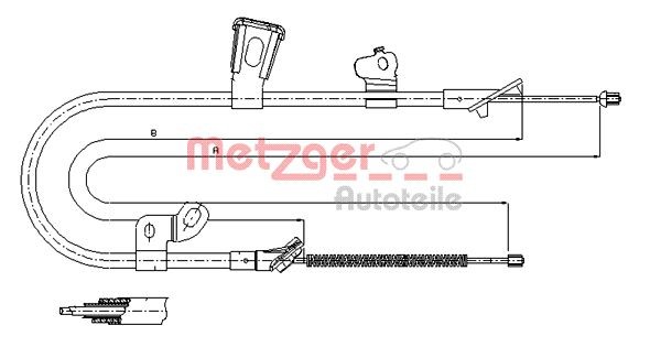 Hinten Links Metzger 17.1078 Seilzug, Feststellbremse FüR Toyota-image