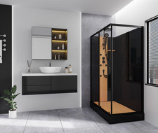 Duschtempel Fertigdusche Duschkabine Glas komplett Dusche 100 x 80 cm Schwarz