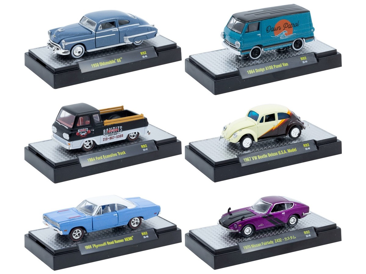 AUTO MEETS 6 CARS SET, RELEASE 92 IN CASES 1/64 DIECAST BY M2