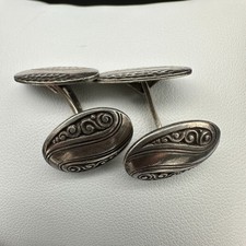 Vintage 835 Silber Manschettenknöpfe BR Punze Oval Gehämmert Art Nouveau 9,34g