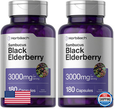 Horb ach Black Elderberry 3000mg 180 Capsules Non-GMO Gluten Free Sambucus