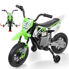 12V Kids Electric Dirt Bike with Training Wheels Twist Grip Throttle Ride on Toy