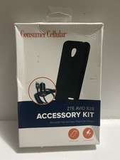 Consumer Cellular ZTE AVID 828 Accessory Kit w/Flex Gel Case, Car Charger.