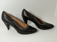 Maud Frizon, Women s Vintage Leather Heels, Dark Brown W/Studs, Size 36.5