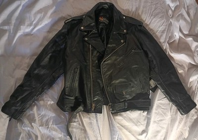 Xelement Mens Black Leather Motorcycle Biker Jacket Belt Zip SZ XXL NWT
