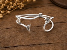 Solid 925 Sterling Silver Round Shape Bangle For Her