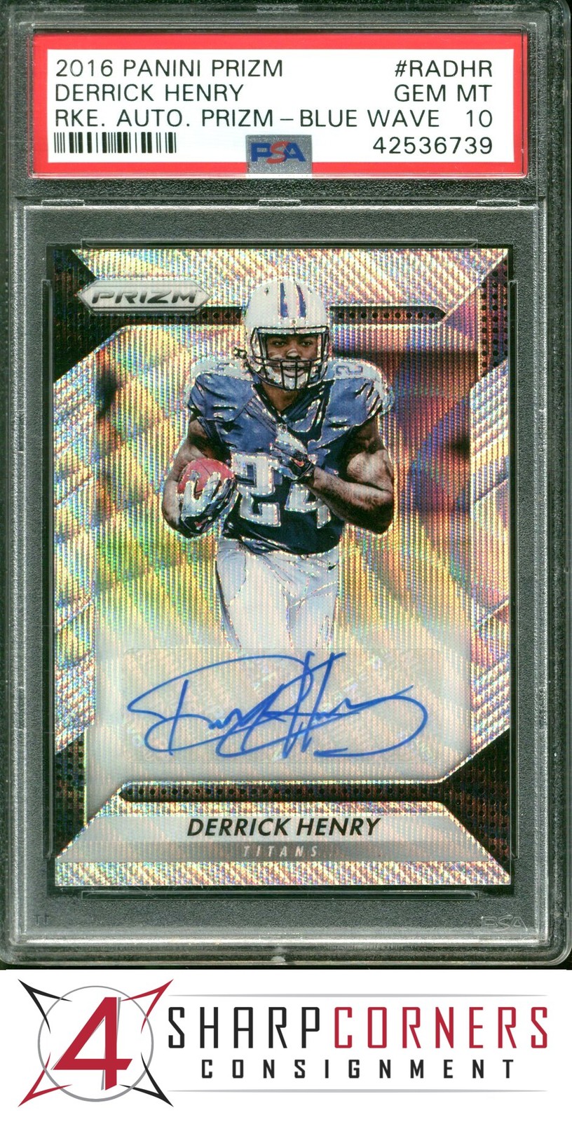 Derrick Henry Panini Prizm Rookie Autograph Prizm #RADHR Blue Wave