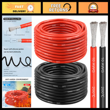 10 Gauge Silicone Wire 100ft 50ft Red 50ft Black - 10 AWG Tinned Copper, Fle